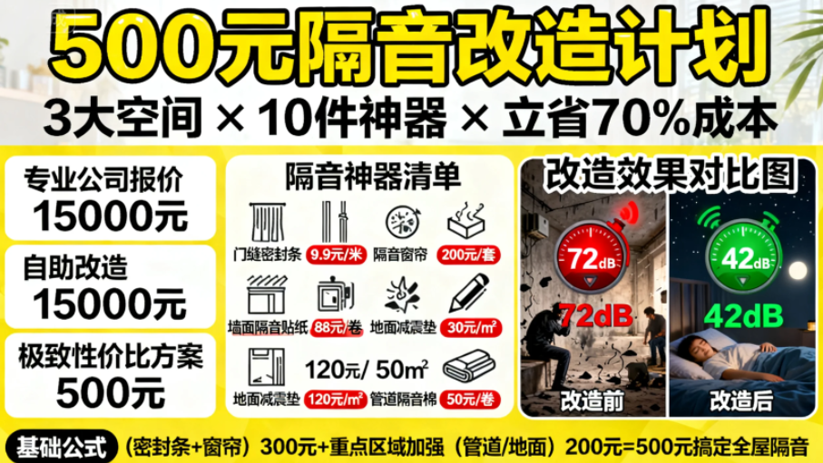 隔音智慧，隔音策略，不花大钱，精准隔音，门窗密封，DIY隔音，静音方案，装修省钱