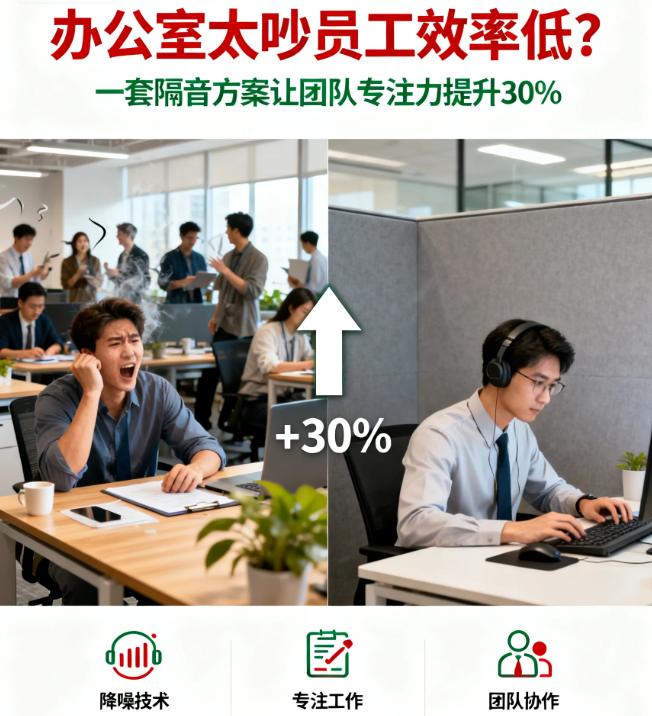 办公室隔音，办公噪音解决，员工效率提升，团队专注力，开放式办公室噪音，静音舱，隔音板，降噪方案，办公环境优化， workplace acoustics， 高效办公空间，噪音干扰，员工满意度