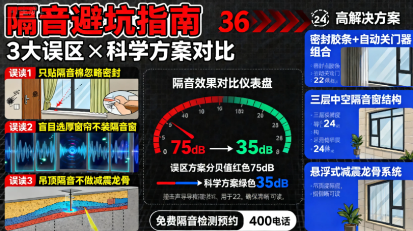 家庭隔音，隔音误区，隔音省钱，隔音vs吸音，隔音效果，家居降噪，装修避坑，静音改造
